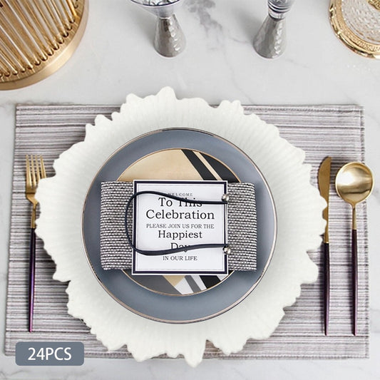 24-Piece Set Plastic Plates Texture Tableware Decoration For Wedding Party